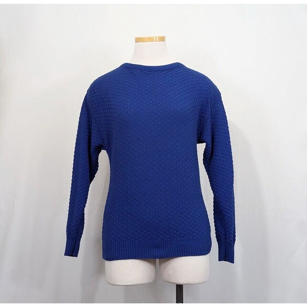 Vintage 90s Sweater Talbots Dark Blue Cotton Women's Size Petite Small PS